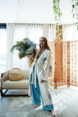 Natural Long Robe - Palm Tree