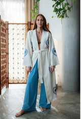 Natural Long Robe - Palm Tree
