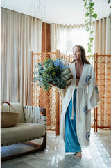 Natural Long Robe - Palm Tree