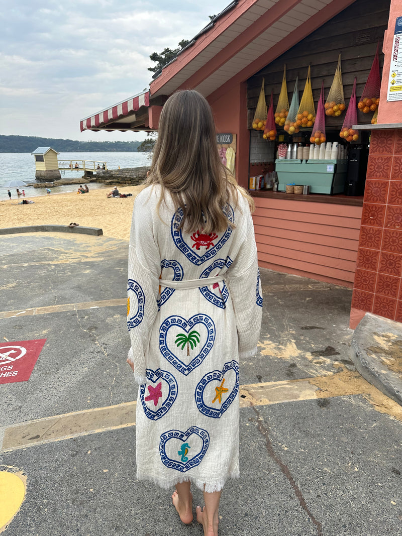 NEW Natural Long Robe Multi Motif - Just Arrived!