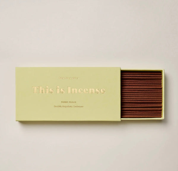 This Is Incense - BONDI BEACH A statement scent and place. Grapefruit top notes but grounded with Cedarwood.