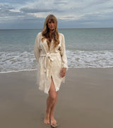 NEW Natural Midi Robe White Heart Motif