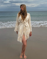 NEW Natural Midi Robe White Heart Motif