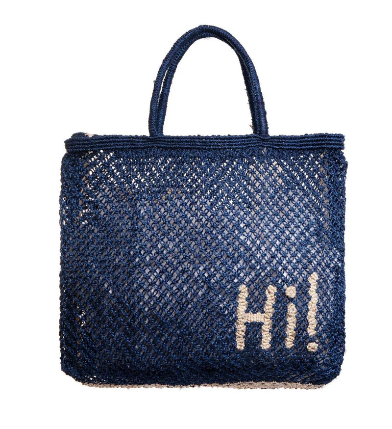 Large Jute Bag - Harvey Peep Eyes - Blue