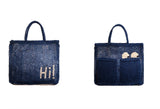 Large Jute Bag - Harvey Peep Eyes - Blue