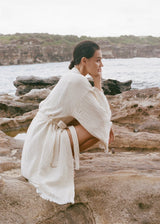 NEW Natural Midi Robe White Heart Motif