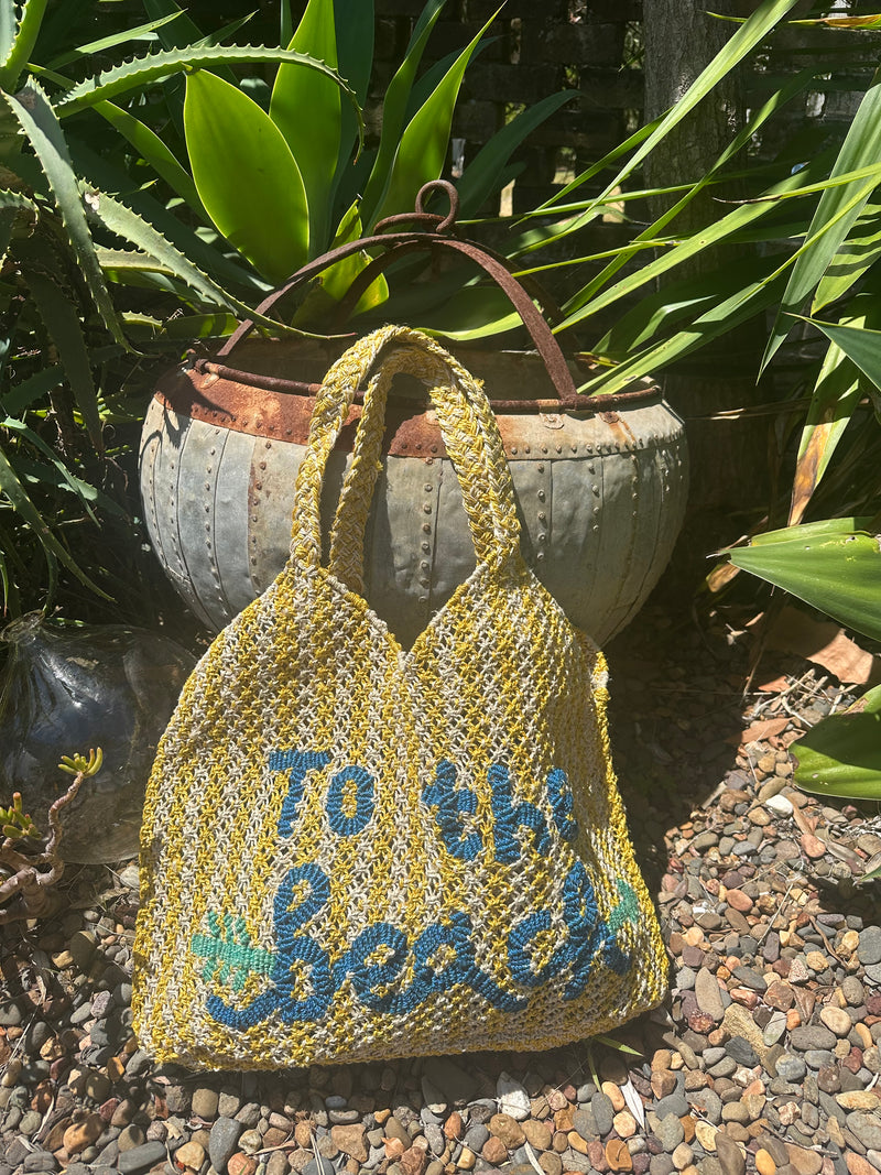 Drew Bag - To the Beach - Yellow, Natural