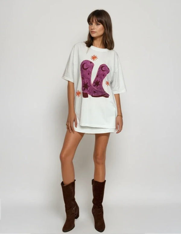 Cowgirl Over Size Drop Shoulder Tee