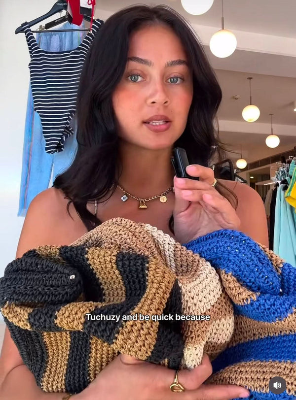 CIE CIE HANDWOVEN  BAG-  TAN/AZURE - Cie Cie + Co