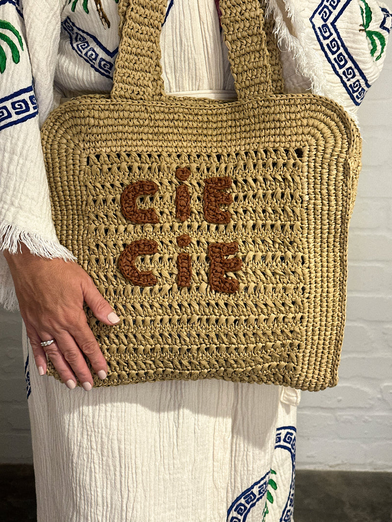 CIE CIE HANDWOVEN TOTE- TAN/BROWN