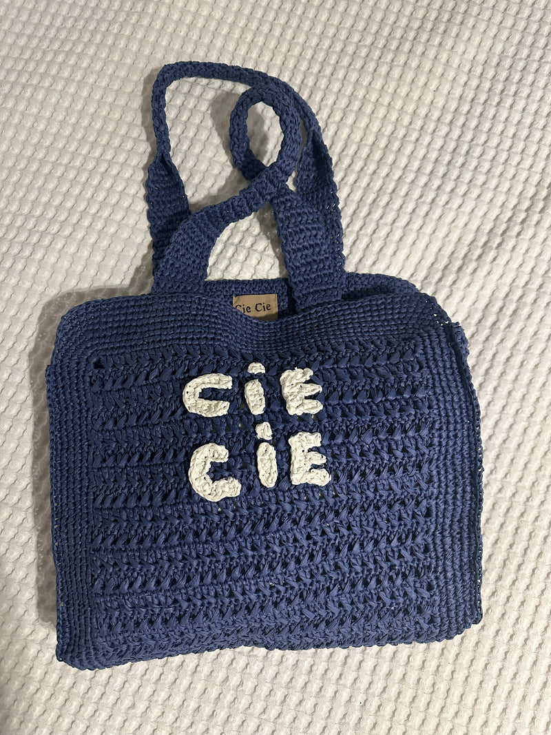 CIE CIE HANDWOVEN TOTE- NAVY/WHITE