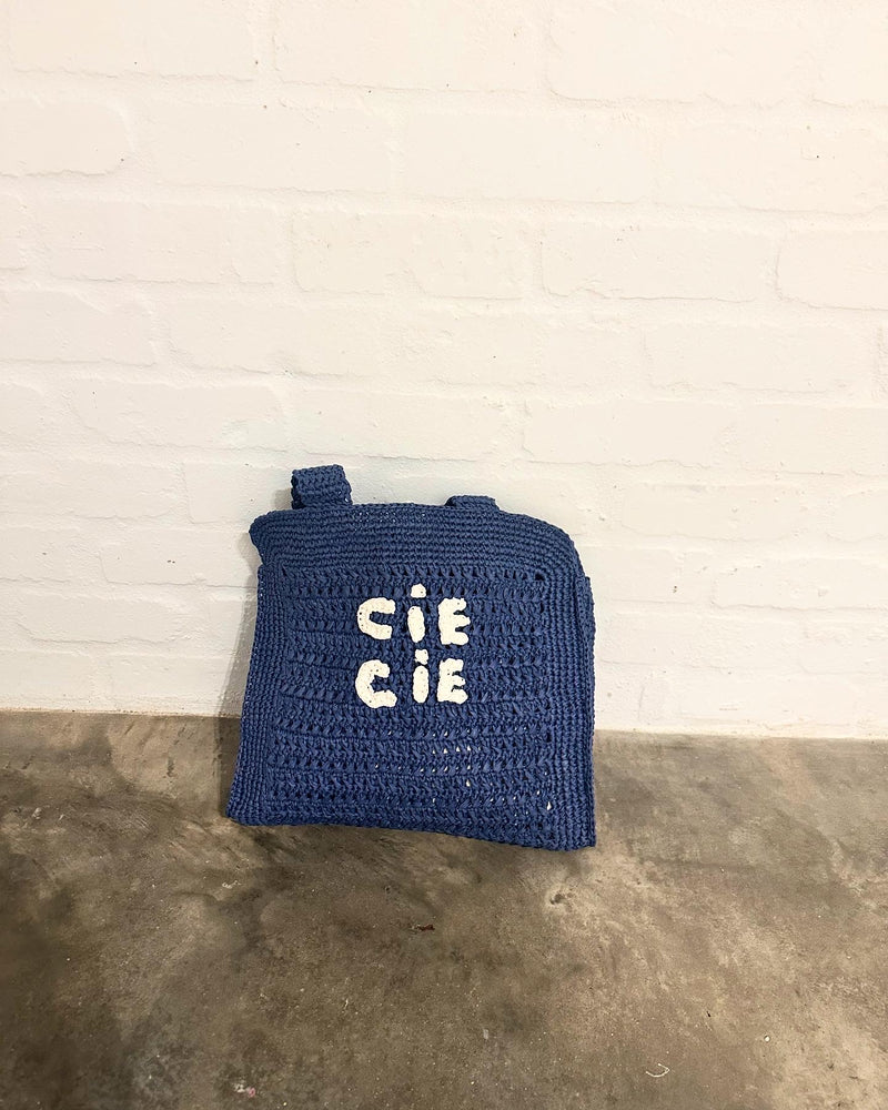 CIE CIE HANDWOVEN TOTE- NAVY/WHITE