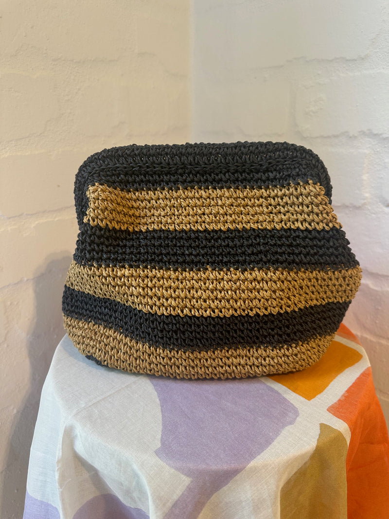 CIE CIE HANDWOVEN CLUTCH - TAN/BLACK