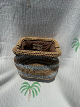 CIE CIE HANDWOVEN CLUTCH - TAN/SILVER WITH STRAP