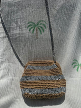 CIE CIE HANDWOVEN CLUTCH - TAN/SILVER WITH STRAP