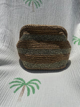 CIE CIE HANDWOVEN CLUTCH - TAN/GOLD WITH STRAP