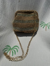 CIE CIE HANDWOVEN CLUTCH - TAN/GOLD WITH STRAP