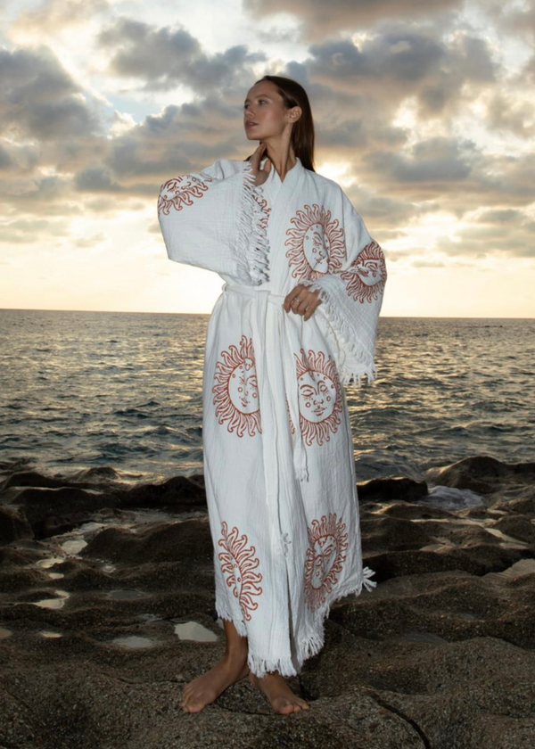 White Sundial Cotton Robe - Pre order start October delivery