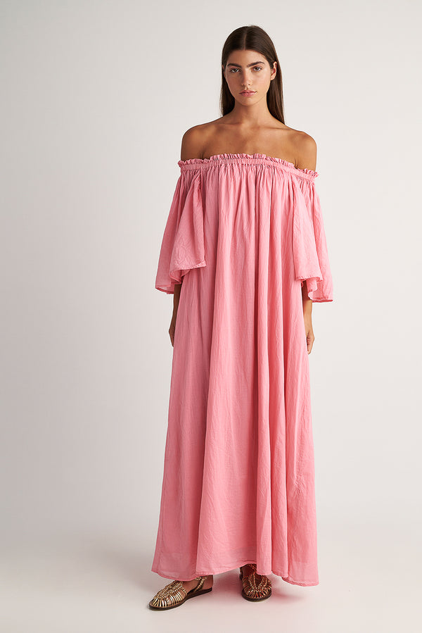 ZAKAR MAXI OFF THE SHOULDER DRESS - SERBET PINK