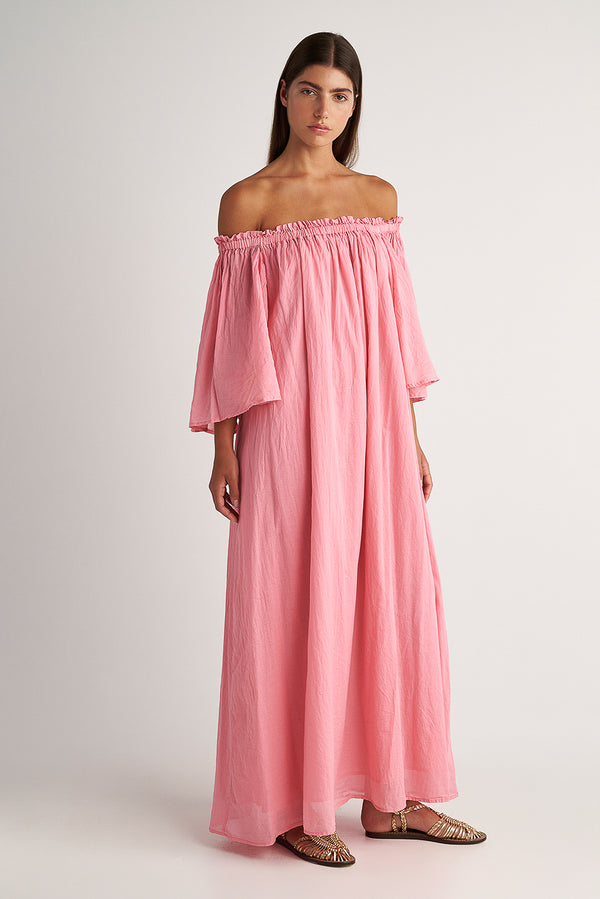 ZAKAR MAXI OFF THE SHOULDER DRESS - SERBET PINK