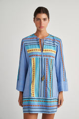 ZAKAR TUNIC DRESS - GREEK BLUE PRINT