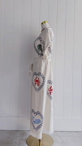 BRAND NEW DESIGN -Natural Long Robe Short Sleeve - Crab/Sardine/Shell - Cie Cie + Co