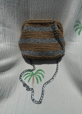 CIE CIE HANDWOVEN CLUTCH - TAN/SILVER WITH STRAP