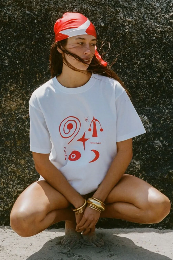 Miro T Shirt - White with Red Print