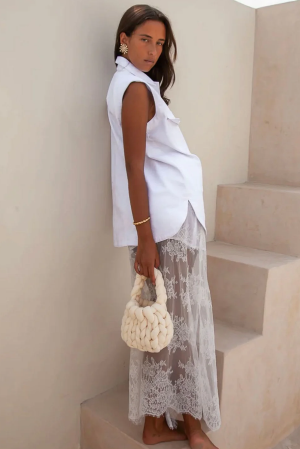 The Daintree Lace  Skirt - White