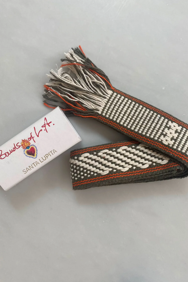 Santa Lupita Belt - Khaki and Ivory with Orange