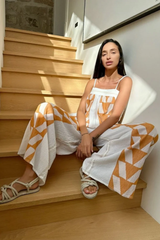 ZAKAR JUMPSUIT - KNOSSOS FABRIC - WHITE/TAN