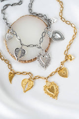 Sacred hearts gold and silver charm necklace: Yellow Gold - Cie Cie + Co