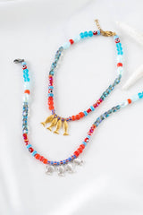Fish beaded necklace in Greek islands colors: Gold - Cie Cie + Co