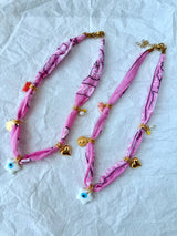 Bohemian pink bandana scarf and colorful beaded necklaces: Pink bandana - Cie Cie + Co