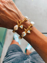 Summer Pearl Bracelet • Gold Starfish & Evil Eye Charms - Cie Cie + Co