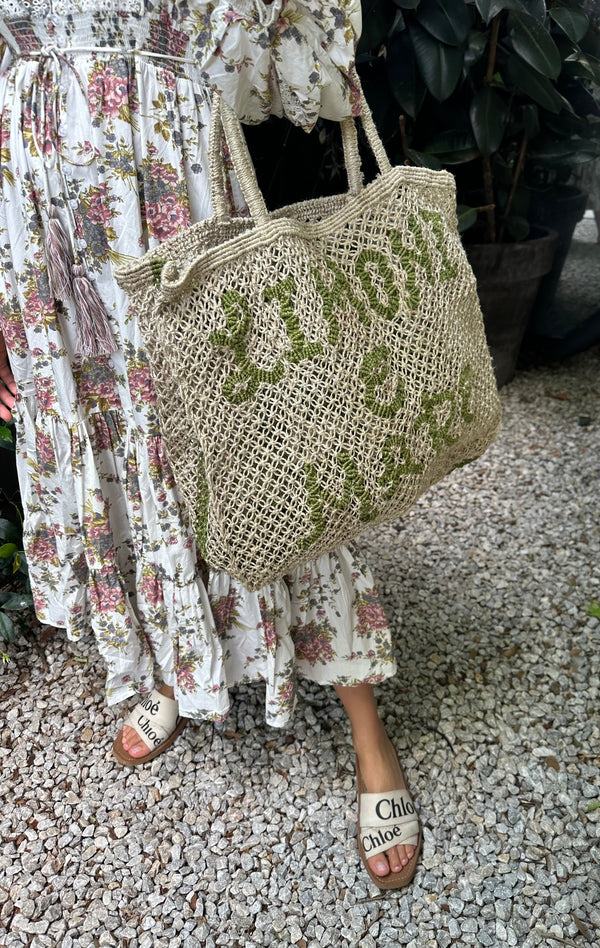 Large Jute Bag - Limoni and Mare - Natural & Green