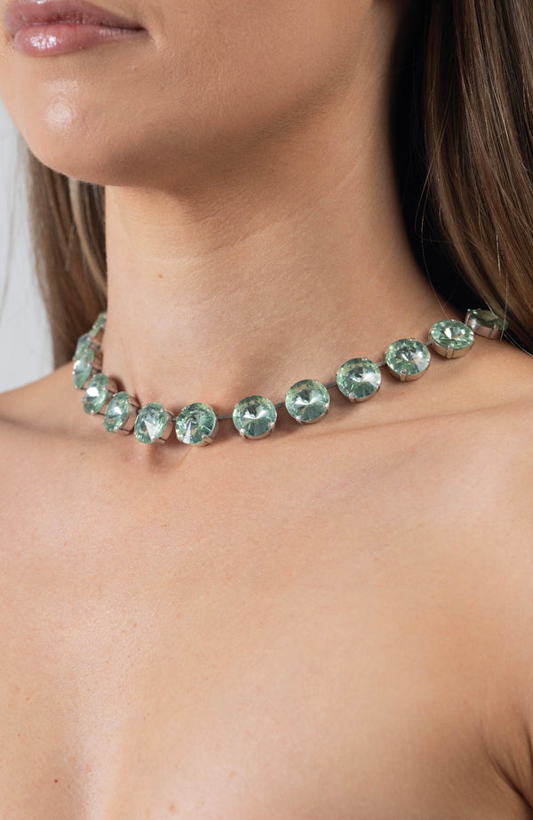 SHINE BRIGHT STACKABLE NECKLACE ROUND- FREEZE GREEN