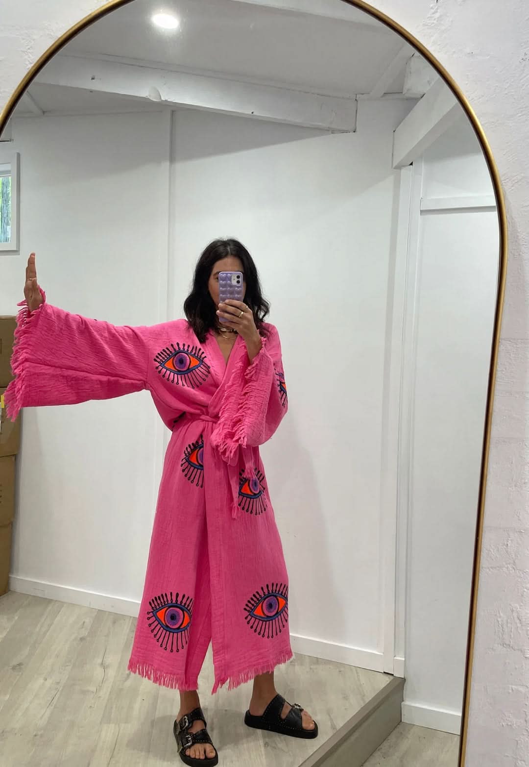 Pink Cotton Evil Eye Robe – Cie Cie + Co