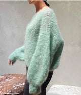 Milana Long Sleeve Mohair Knit - Light Green