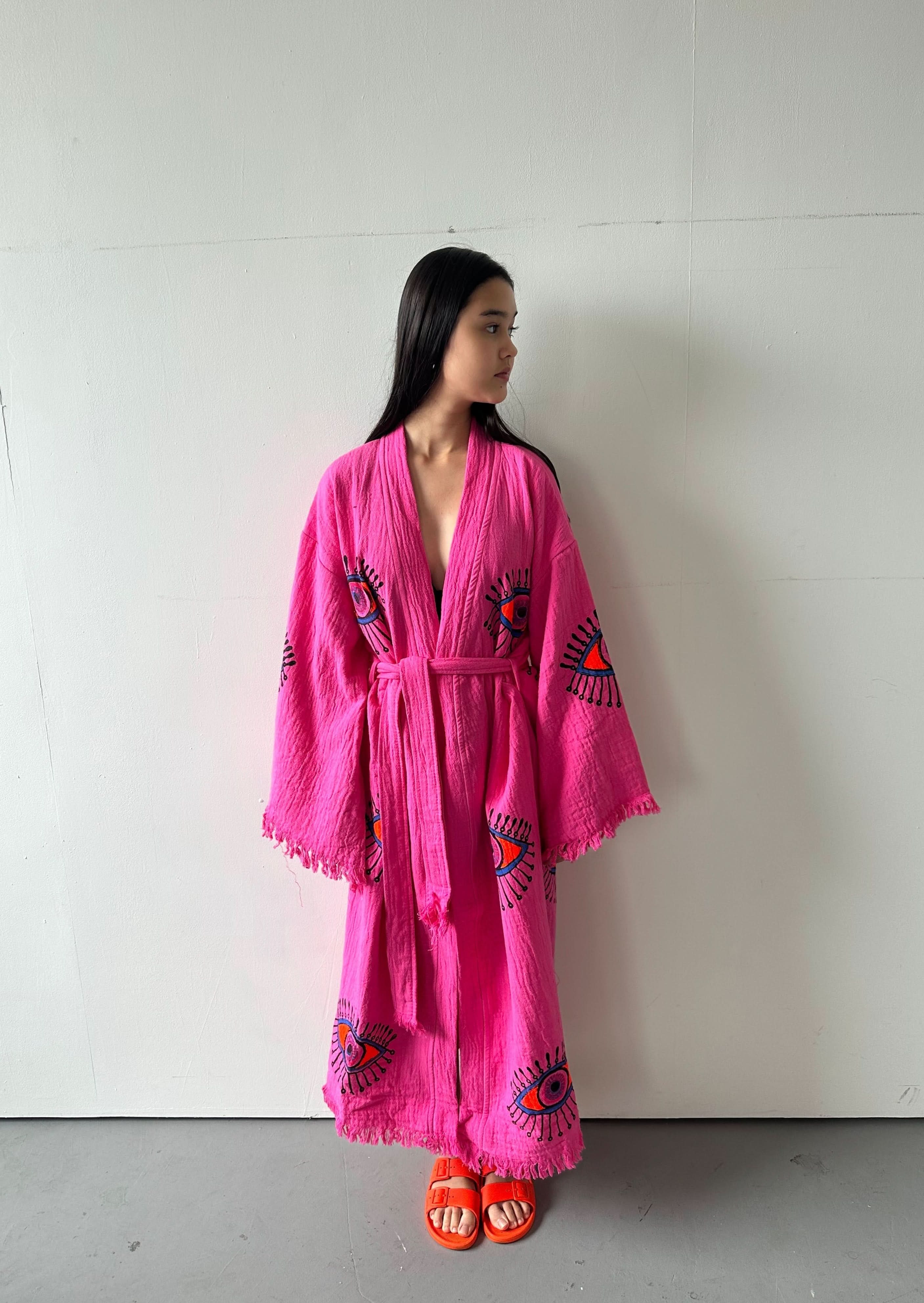 Pink Cotton Evil Eye Robe