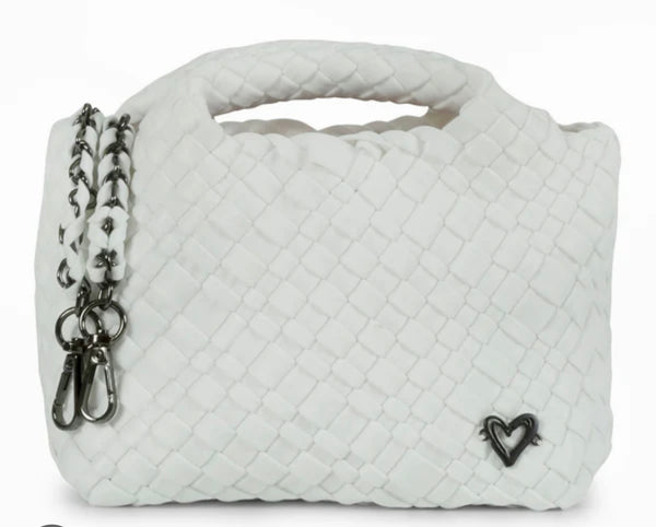 TINY MINI WOVEN TOTE - WHITE