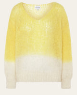 Two Tone Long Sleeve Mohair Knit Yellow and White product front