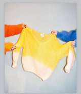 Two Tone Long Sleeve Mohair Knit Yellow and White campaign