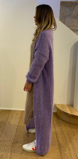 Purple Mohair Long Cardigan styled knitwear side