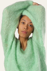 Milana Long Sleeve Mohair Knit - Light Green