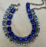 Blue STACKABLE NECKLACE stacked with multiple necklaces 3